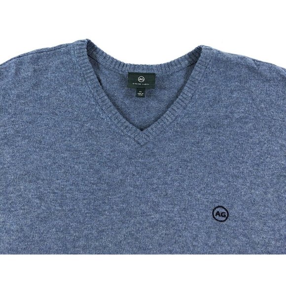 Adriano Goldschmied AG Green Label Sweater Mens XL V-Neck Wool Cashmere Blue - Picture 1 of 6